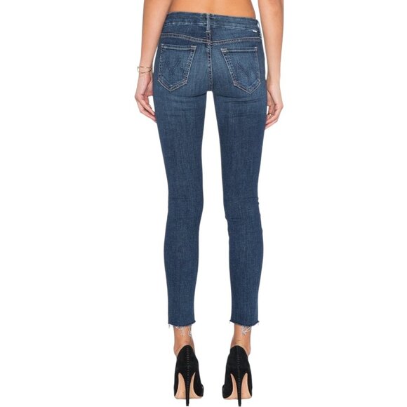 Mother Looker Ankle Fray Jeans Size 25 In Girl Crush Blue Stretch Raw Frayed Hem - Picture 3 of 12